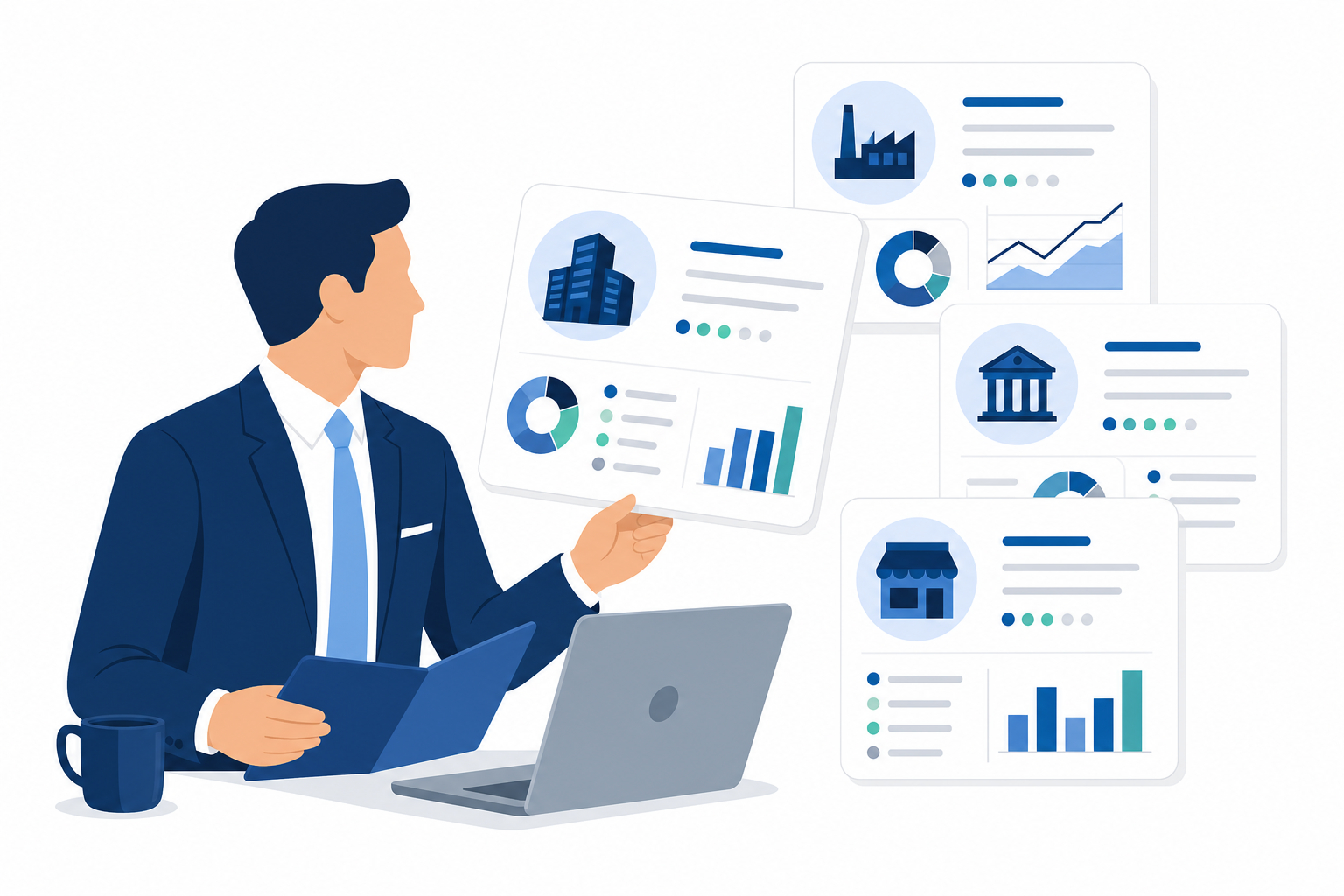 Sales professional reviewing enriched account intelligence profiles